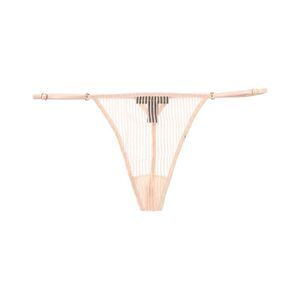 Kiki De Montparnasse Womens Sheer Striped Lace G-String, Pink